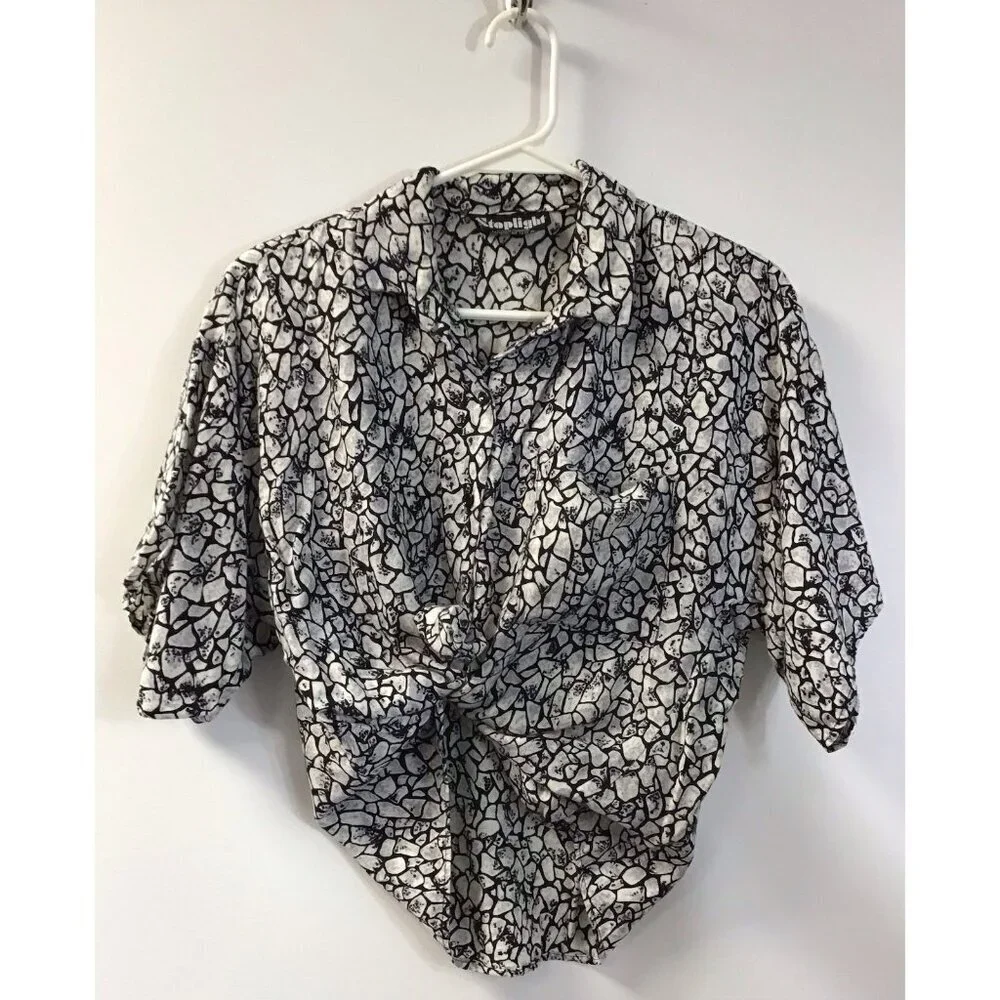 Vintage/Retro Stoplight of California Crop Shirt Size Medium Black Blouse Top 🤍 - Picture 1 of 5